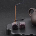 Purple natural agate stone incense burner cube for sticks in a Zen home decor setting - Lilac Stone