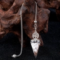 Silver Tree of Life pendulum with white turquoise resin and wrapped copper wire - Howlite