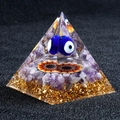Piramide Orgonica in Ametista da 6cm con Malocchio, Mandala e Dettagli in Oro - Piramide M3