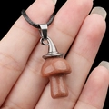 Natural agate mushroom necklace with silver witch hat and black braided cord - Purple Aventurine
