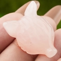 Handcarved rose quartz fox head gemstone figurine with polished translucent pink finish - Rose Quartz