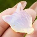 Carved translucent purple quartz boar head figurine with smooth polished finish - Opal (Synthetic)