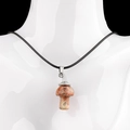 Natural red agate mushroom pendant necklace with bohemian witch style on neck model - Crazy Agate