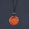 Collar vikingo Vegvisir con piedra jaspe rojo natural y cordón negro - Jaspe Rojo