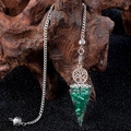 Tree of Life pendulum pendant with green malachite crystals and silver chain - Malachite