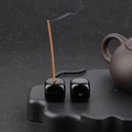 Minimalist square black polished stone incense burner holder set for home decor - Obsidian (1pc)