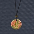 Collar brújula vikinga de piedra unakita redonda con vetas naturales verdes - Unakita