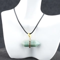 Collana con cristallo di amazzonite a doppia punta esagonale e cordino nero cerato - Amazzonite