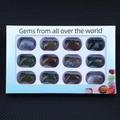 Set of 12 hand-carved natural crystal animal figurines in a blue display gift box - India Agate