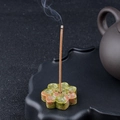 Natural unakite stone lotus incense burner holder with flower shape design for sticks - Unakite