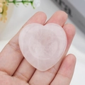 Polished natural pink rose quartz heart-shaped worry stone for healing and stress relief - Rose Quartz