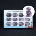 Set of amethyst crystal owl figurines in a window gift box display packaging - Amethyst
