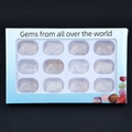 12-piece set of rose quartz lizard animal figurines in a blue window gift box - White Crystal