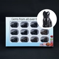 Set of 12 hand-carved black obsidian cat figurines in a gradient window gift box - Obsidian