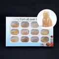 Set of 12 hand-carved natural gemstone cat figurines in a professional display box - Natural Agate