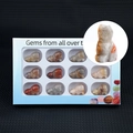 Set of 12 carved crystal gemstone cat figurines in a blue collection display box - Colored Jade