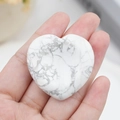 Polished heart-shaped white howlite worry stone with grey marble veins for healing - Howlite