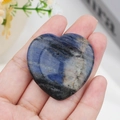 Polished heart-shaped natural sodalite worry stone with unique blue marble texture - Blue Sodalite