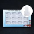 Set of 12 hand-carved white selenite cat figurines in a blue gemstone display box - White Crystal