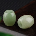 Two light green aventurine stone barrel beads 16x18mm with 5mm large hole for DIY jewelry - 16*18mm / Green Aventurine