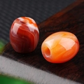 Polished orange sardonyx barrel bead with white silk veins for jewelry making - 16*18mm / Red Agate