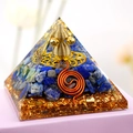 Orgone energy pyramid with Lapis Lazuli, gold foil, and metal coil for healing - Lapis Lazuli And Copper Coil (AG65-11)