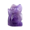 Hand-carved amethyst crystal lucky cat statue featuring natural purple quartz texture - Amethyst