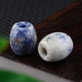 Blue and white natural stone barrel beads with large holes for DIY jewelry making - 16*18mm / Sodalite