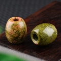 16x18mm natural green and pink stone barrel beads with 5mm large hole for DIY jewelry - 16*18mm / Unakite