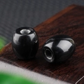 Polished black crystal barrel beads for DIY jewelry making with wide holes - 16*18mm / Black Agate