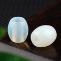 Two 16x18mm translucent opalite barrel beads with 5mm large hole for DIY jewelry - 16*18mm / Opal (Synthetic)