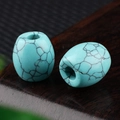 Polished turquoise barrel beads with black matrix veins for jewelry DIY designs - 16*18mm / Blue Turquoise (Synthetic)