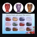 Set of 12 mini natural crystal angel statues in tiger eye and quartz with blue gift box - Multicolor 12-Grid Collection (6121191183606) / Colorful