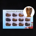 Set of 12 mini tiger eye stone angel figurines in a blue display window gift box - Tiger Eye 12-Grid Collection (6121191183607) / Tiger's Eye