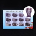 Set of 12 hand-carved natural amethyst crystal angel figurines in a blue gift box - Amethyst 12-Grid Collection (6121191183608) / Amethyst