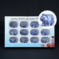 Set of 12 hand-carved natural sodalite polar bear crystal figurines in a blue gift box - 1 Inch Blue Spot Jasper