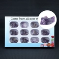 Set of 12 natural amethyst wolf head carvings in a light blue gradient gift box - Amethyst