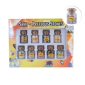 Set di 9 mini bottiglie di vetro con tappi di sughero con pietre preziose naturali - 9 Bottiglie (Scatola Gialla)