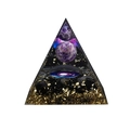 Piramide di cristallo orgonite con ametista, ossidiana e scaglie d'oro per la casa - Viola (6cm)