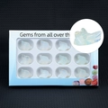 Carved opal wolf head gemstone set in a light blue gift box with 11 pieces - Synthetic Opal