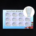 Set of 12 opalite crystal angel figurines in a blue gift box with 12 slots - Opal (Synthetic)