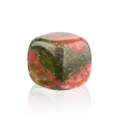 Gepolijste kubusvormige natuurlijke Unakiet edelsteen met groene en roze patronen - 13mm Unakite Vierkante Steen