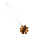 Snowflake pendant hand-carved from natural tiger eye stone with woven brown hanging cord - Tiger Eye