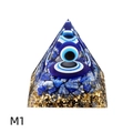 Blue lapis lazuli evil eye orgonite pyramid with gold foil and resin finish - 5cm / M1 Pyramid Style
