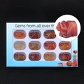 Set of 12 natural crystal rhinoceros stones in various colors with window display box - Red Agate