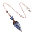Lapis lazuli resin hexagonal pendulum with antique copper floral cap and chain - Hexagonal Cone (2108) / Lapis Lazuli