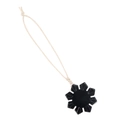 Black snowflake carved natural stone pendant with handcrafted cotton rope hanger - Obsidian