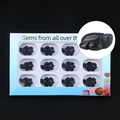 Set of 12 hand-carved black obsidian turtle figurines in a blue window display box - Obsidian (1in Turtle Box Set)