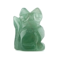 Hand-carved 1-inch green gemstone cat figurine with polished semi-precious stone finish - Green Aventurine