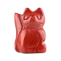 Hand-carved red jasper gemstone kitten figurine with natural stone textures - Red Jasper